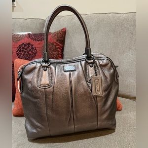 Authentic Coach Kristin Leather Top Zip Metallic Bronze Tote Bag